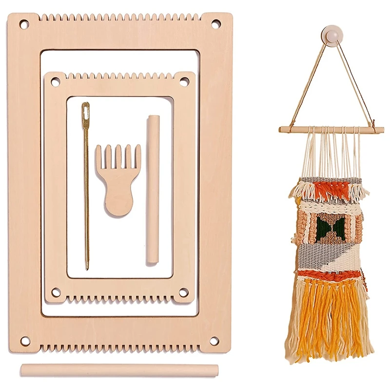 

Mini Loom With Knitting Needles Wooden DIY Loom For Kids, Small Loom Kit For Adults Multi Craft Knitting Loom