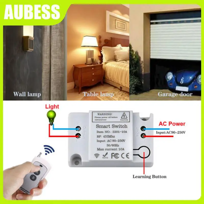 

220v Mini Relay Receiver Rf 433mhz Portable Smart Switch Lighting Control Wireless Smart Home Accessories Foldable
