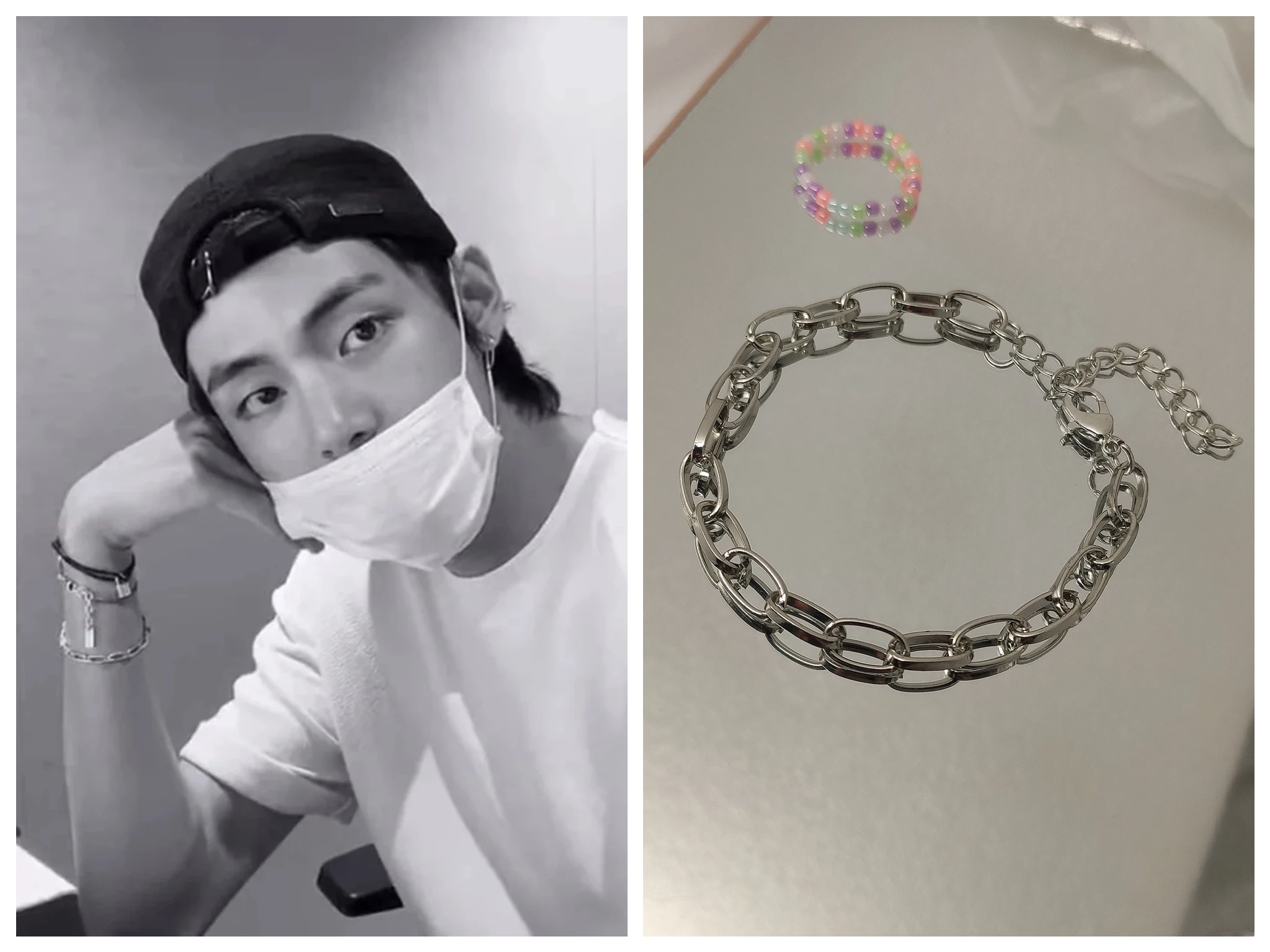 

Kpop Bangtan Taehyung V Punk Chain Link Bracelet Glieder Steel H-pop Style Jewelry for Women Men Fans Accessories