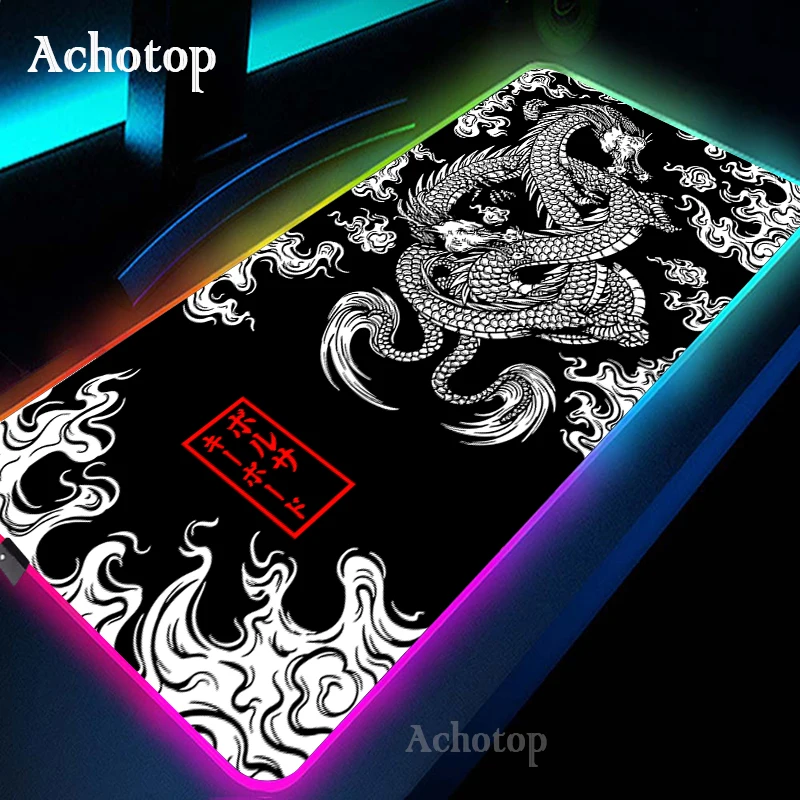 

RGB Dragon Mouse Pad Anime Computer Mat Gamer LED Lighting Game Mousepad Keyboard Carpet Gaming Mousepad Table Desk Mat XXL