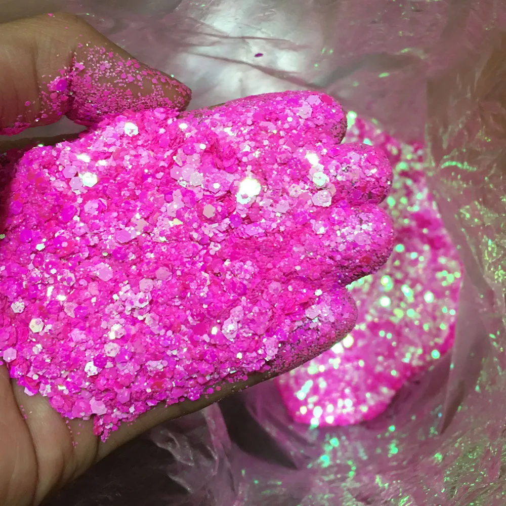 

50g Cool Summer Nail Art Glitter Hexagon Paillette Sequins Flakes Sparkling Pigment Powder Manicure Accesoires Design Decoration