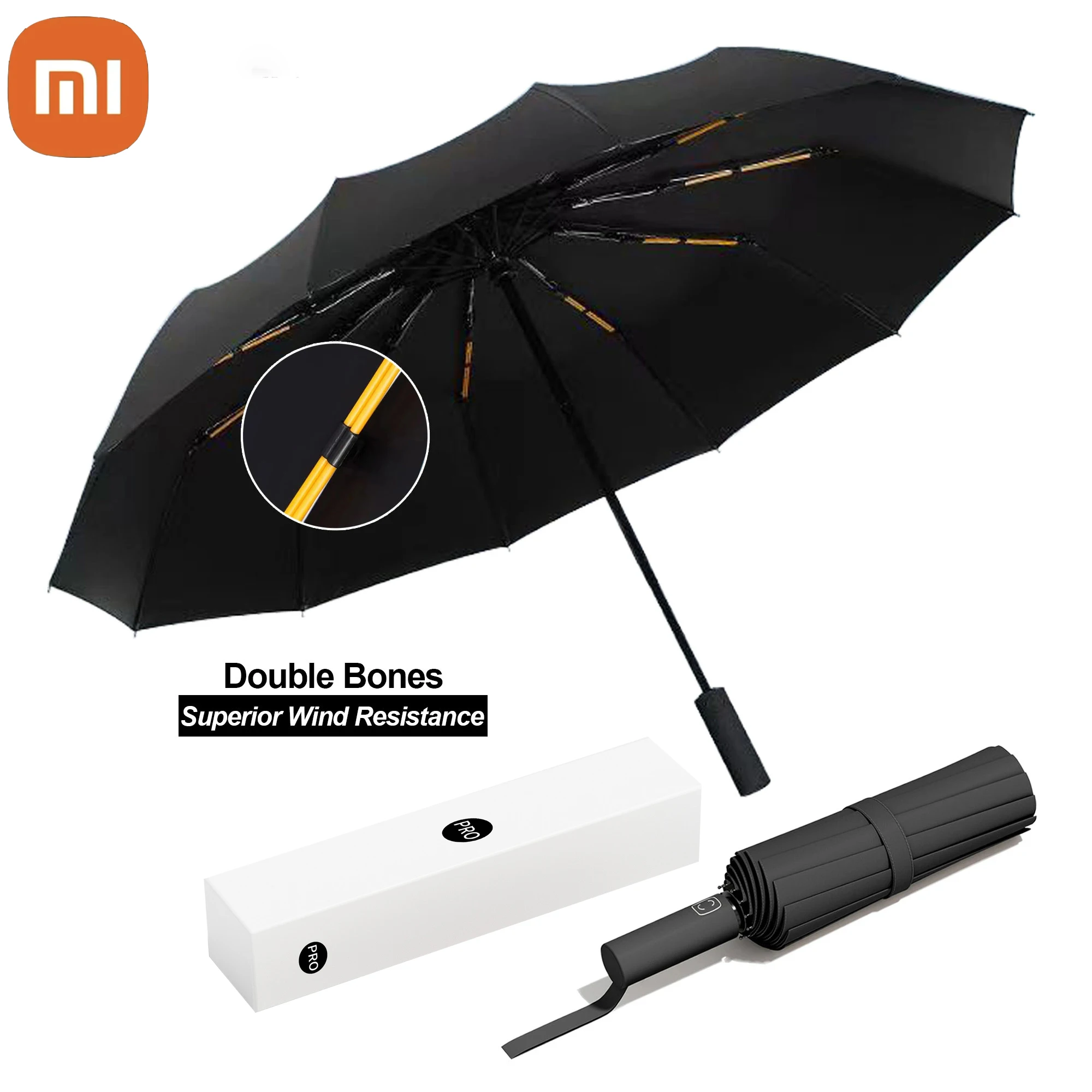

Зонт Xiaomi складной с двойными косточками для мужчин и женщин, деловой аксессуар с защитой от ветра, дождя, солнца, для путешествий, для машины,...