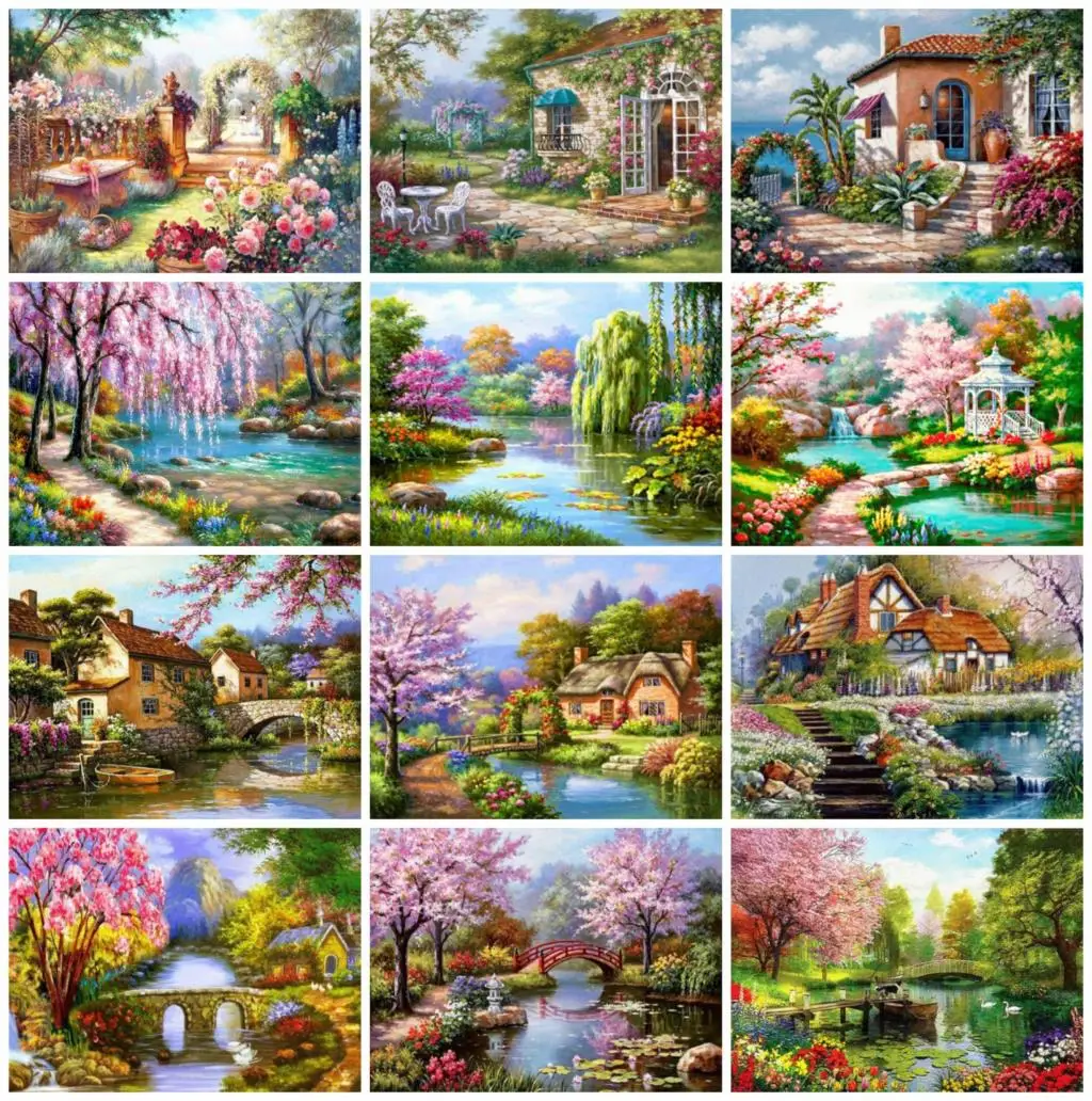 

DIY 5D Diamond Painting Scenery Diamond Embroidery Sale Cross Stitch Spring Landscape Wall Decor