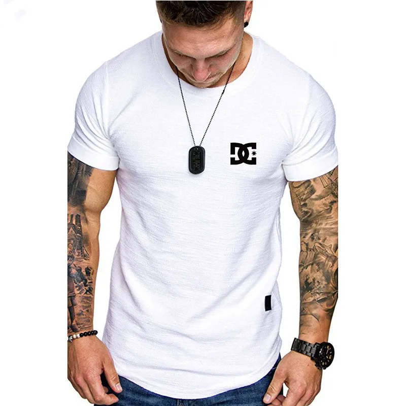 

2023 New Letter Printing Men's Cuff Zipper Short Sleeve T-shirt Cotton Casual Men's T-shirt Lightweight Breathable M-3XL 02