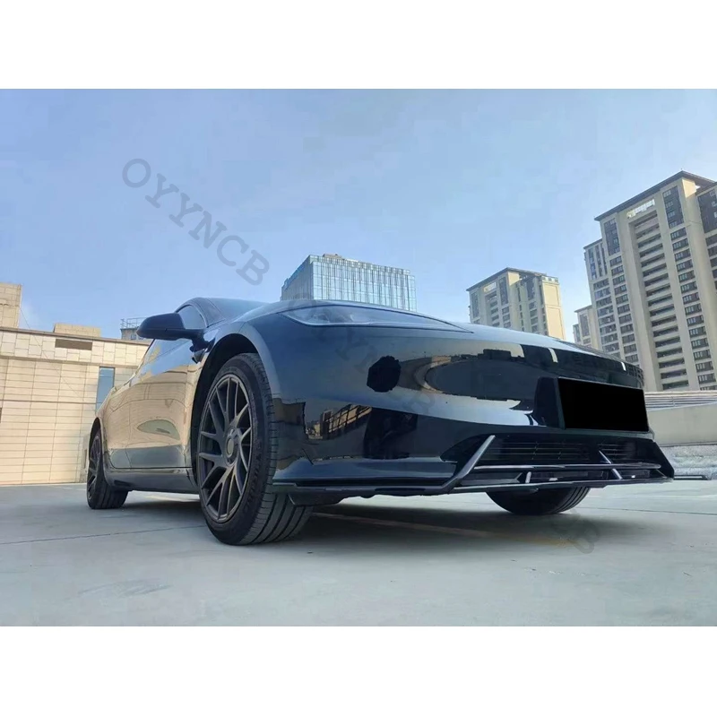 Передний бампер для губ Tesla 2024 Model 3 глянцевый черный карбоновый внешний вид