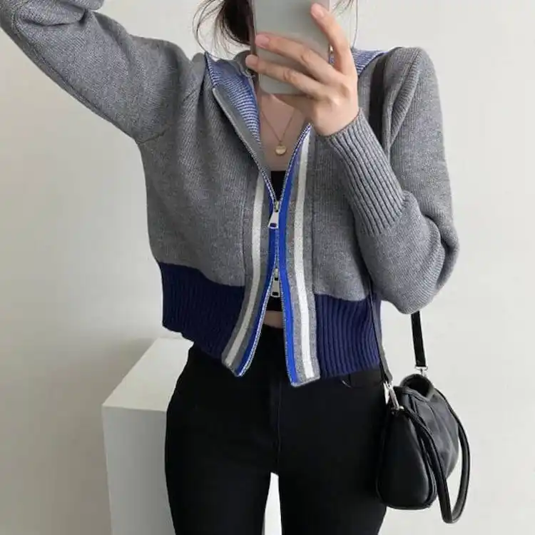 

Женская Повседневная куртка на молнии, с капюшоном и длинным рукавом