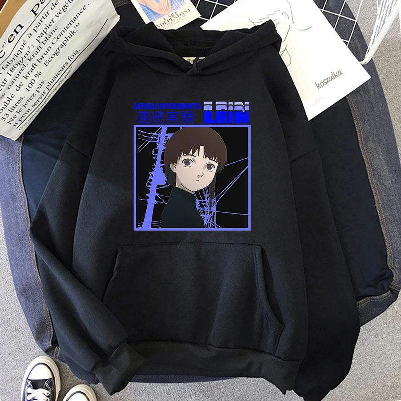 

Kawaii Serial Experiments Lain Hoodie Aesthetic Sun Flower Pocket Same Paragraph Casual Loose Anime Carton Cute Print Sweatshirt