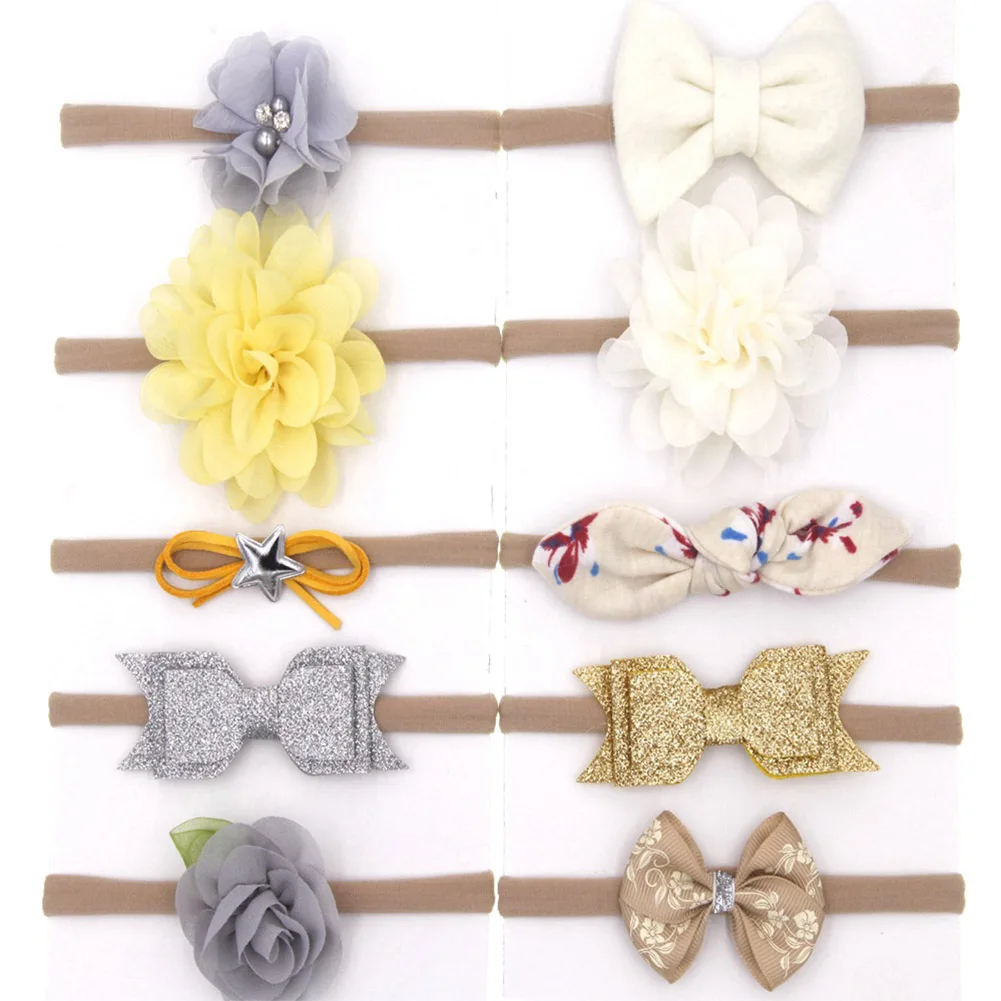 

10pcs Toddler Fashion Baby Headband Floral Kids Girls Hair Accessories Unique Gifts Cute Cloth Newborn Elastic Bowknot