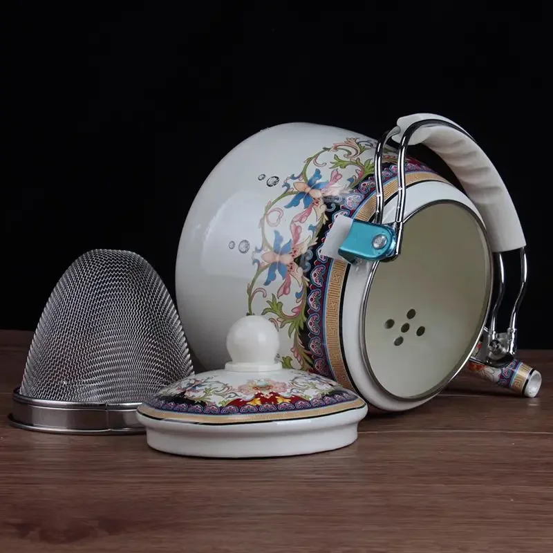 Индукционный и газовый совместимый эмалированный чайник 3 л с фильтром идеально