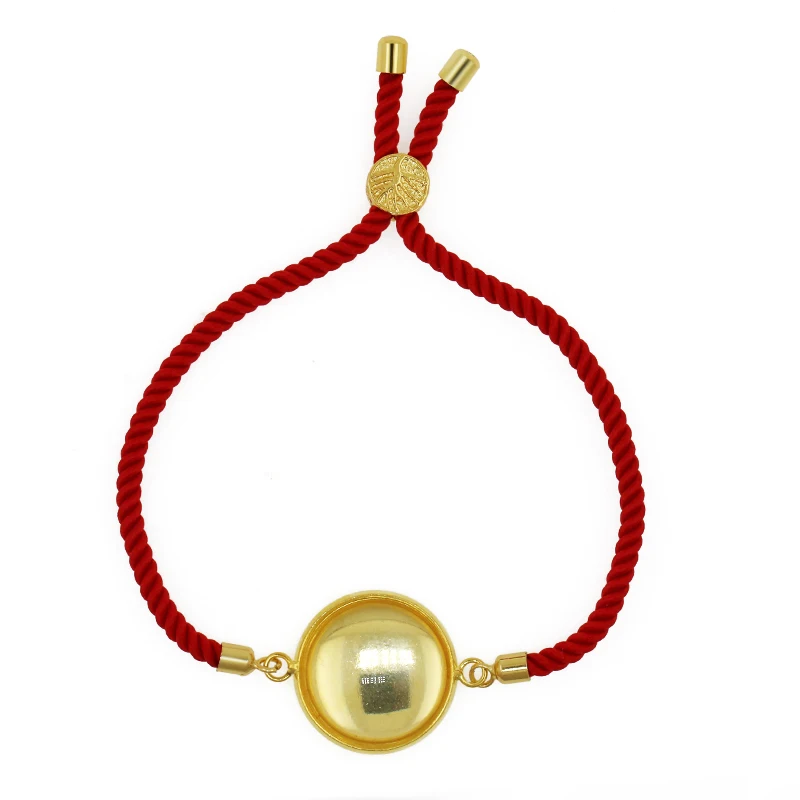 Copper Bottom Blank Base Red Rope Braided Rope Adjustable Connection Cabochon Bracelet DIY Jewelry Making Accessories Wholesale