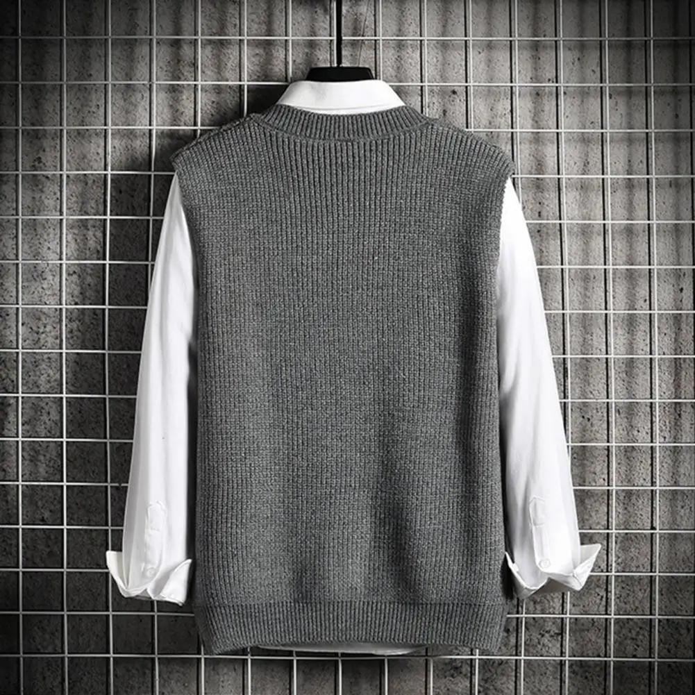 Мужской трикотажный свитер без рукавов с V-образным вырезом