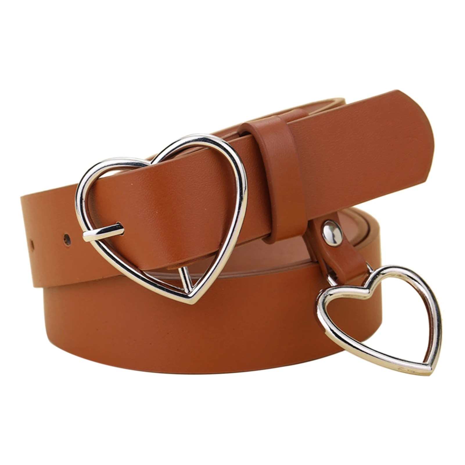 

Women Waist Belt Outdoor Gift Adult Accessories For Jeans Pants With Heart Shape Buckle Fashion PU Leather Soft Casual Cute Wide