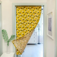curtains for kitchen yellow pineapple door curtain cotton linen thick cloth art feng shui bathroom bedroom dining room half