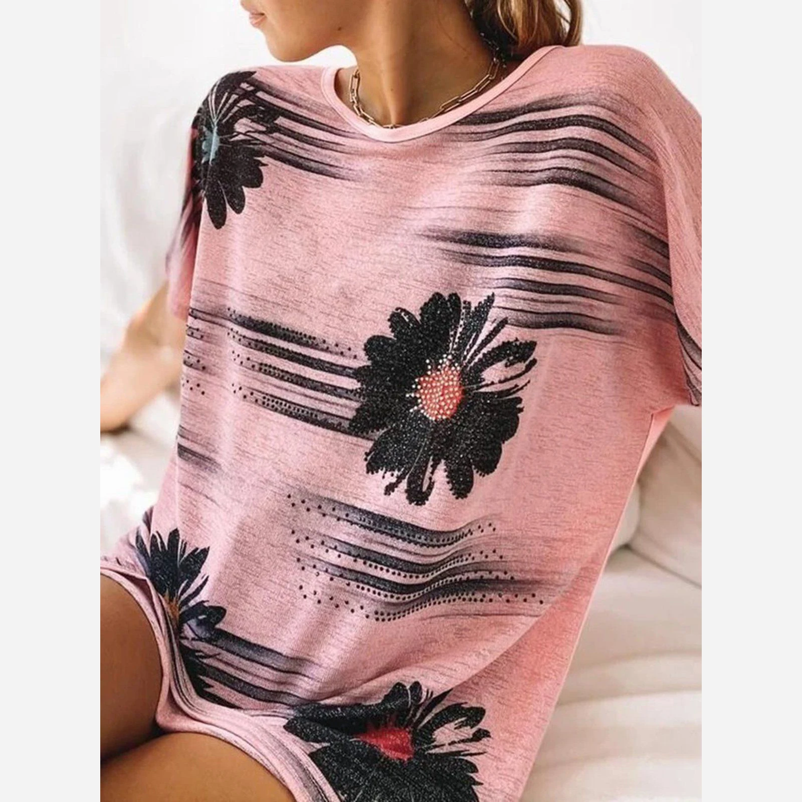 Футболка женская с коротким рукавом модный смешной пуловер оверсайз 3D-принтом