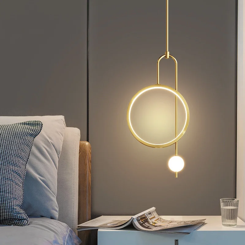 Минимальная прикроватная люстра, современная простая Скандинавская лампа со стеклянными шариками, креативная прикроватная Подвесная ламп...