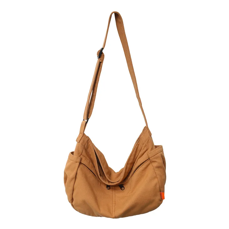 

Canvas Shoulder Bags For Women 100% Cotton Crossbody Bags Solid Color Casual Satchels Soft Cloth Tooling Packages For Man