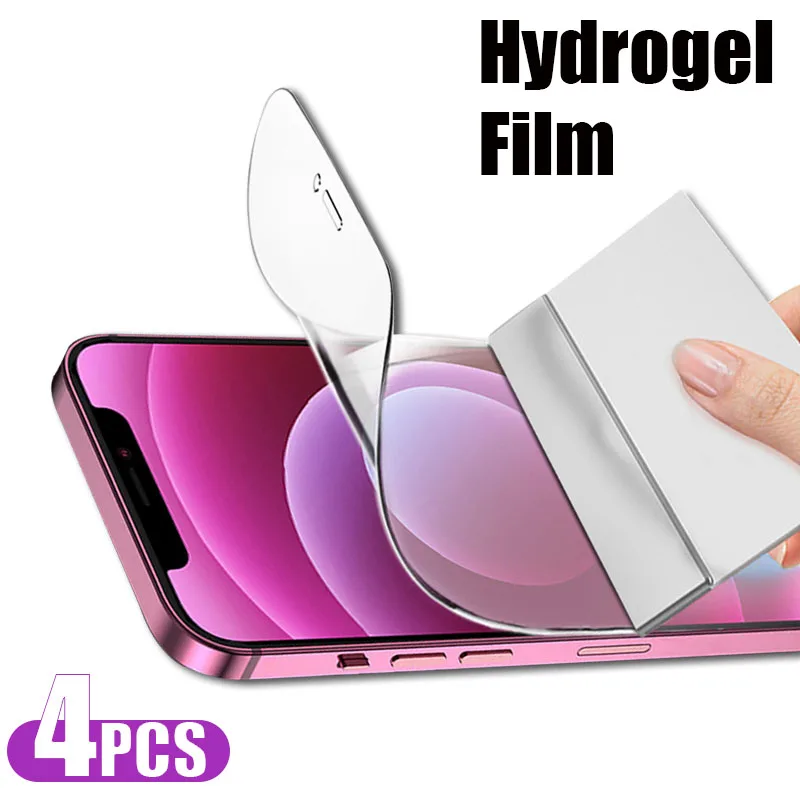 

4PCS Full Cover Hydrogel Film On The For iPhone 14 13 12 11 Pro Max For iPhone XR XS MAX 6 7 8 Plus 12 13 Mini