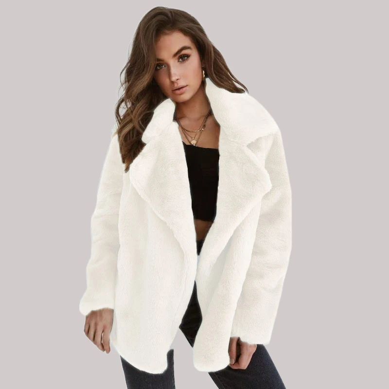 

2022 Winter New Fashion Women Faux Fur Coat Female Black Elegant Fluffy Thick Warm Artificial Fox Fur Jacket Outerwear