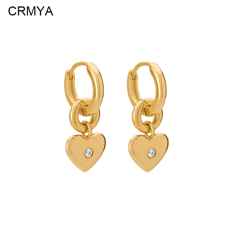 

CRMYA Gold Filled Plated Earrings For Women Casual CZ Zircon Female Piercing Heart Dangle Earrings 2023 Jewelry Wholesale