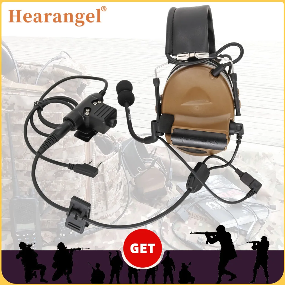 Tactical PTT U94 Y-Line Kit Tactical Headset Comtac II PELTOR PTT and Headphone Microphone for Comtac Shooting Airsoft Earphone