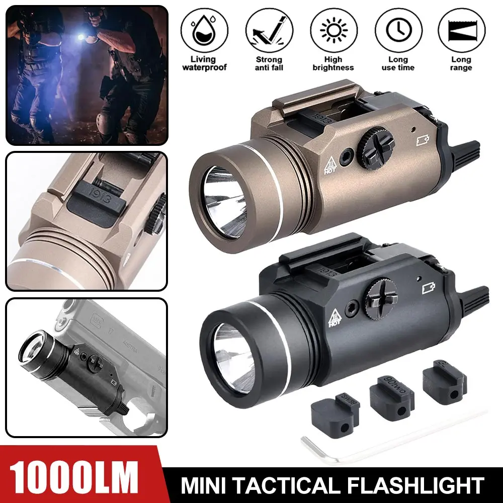 

TLR-1 Pistol Lamp Tactical LED Strobe Flashlight 1000 Lumens Airsoft Weapon Light Down Mount Torch For GLOCK