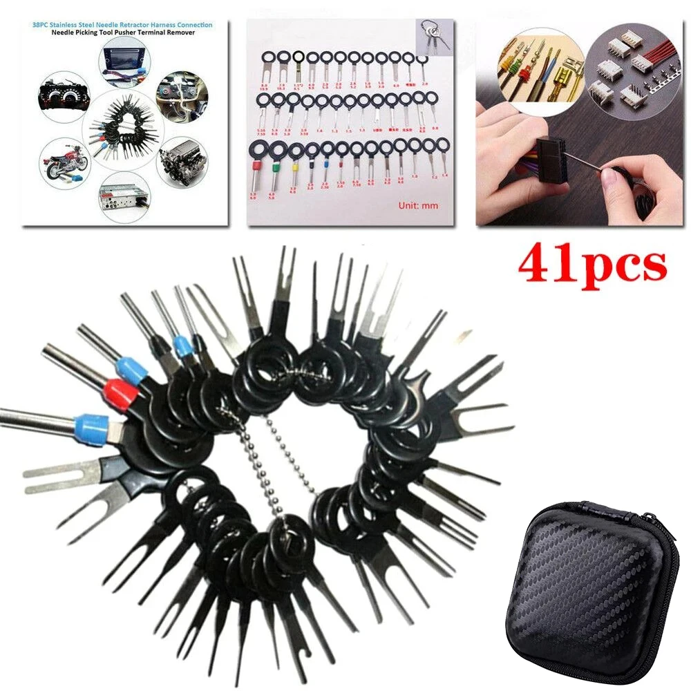 11/18/26/41Pcs Car Terminal Removal Repair Tools Electrical Wiring Crimp Connector Pin Extractor Kit Keys Automotive Plug Pul