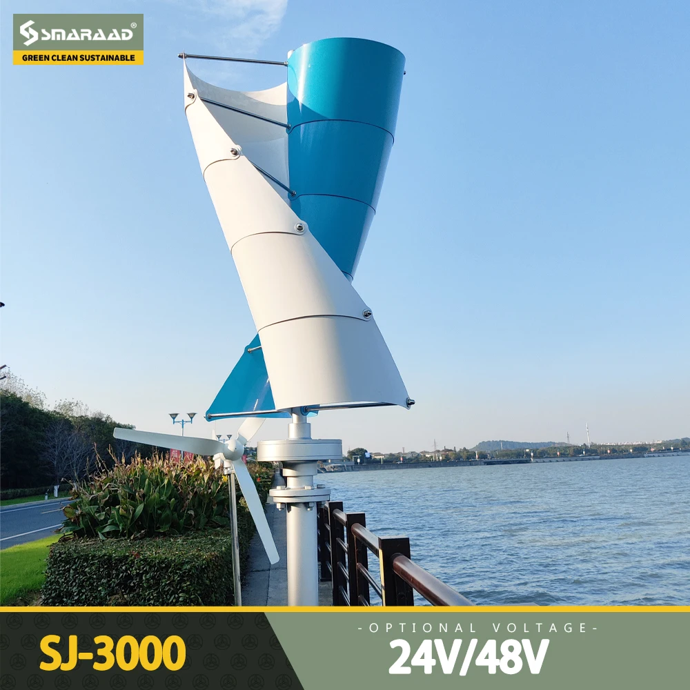

3000W Vertical Wind Turbine Permanent Magnet Generator 24V 48V Maglev Off-Grid System Vertical Axis Wind Power Generation