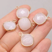 2021hot sale natural stone rose quartz irregular round gold plated faceted pendant diy necklace earrings for jewelry making gift