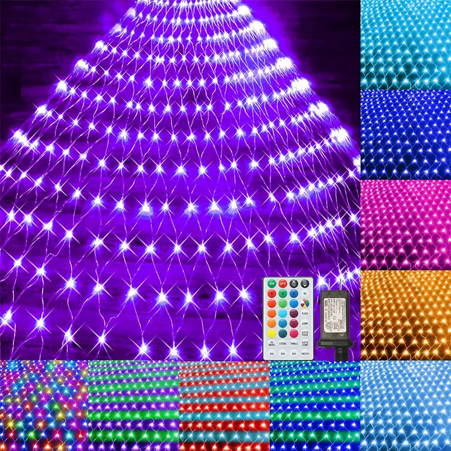 Подключаемая RGB-лампа 3x2 м фотосессия 224 Рождественская сетчатая лампа с
