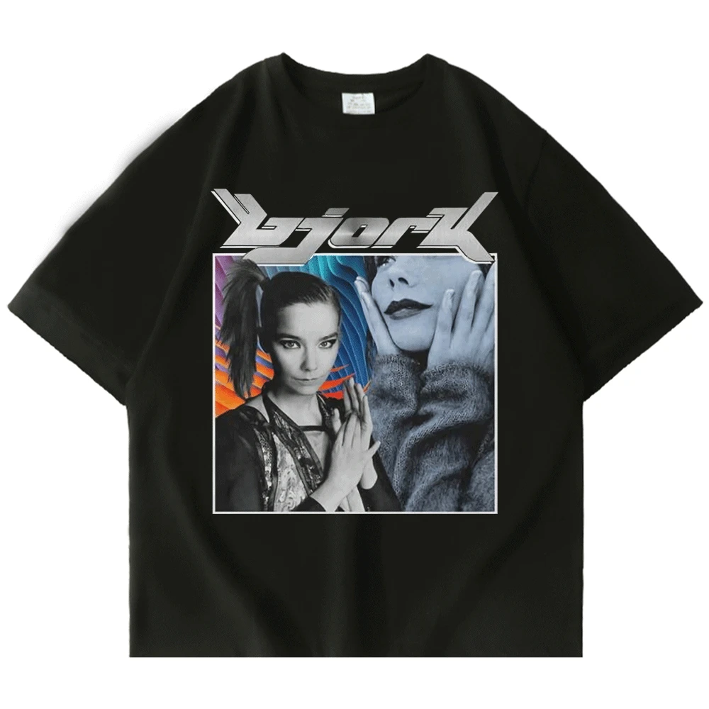 

90s Vintage Bjork Look Graphics Print T Shirt Summer Cotton Short Sleeve T-shirts Men's Women's Oversized T-shirt Top Streetwear