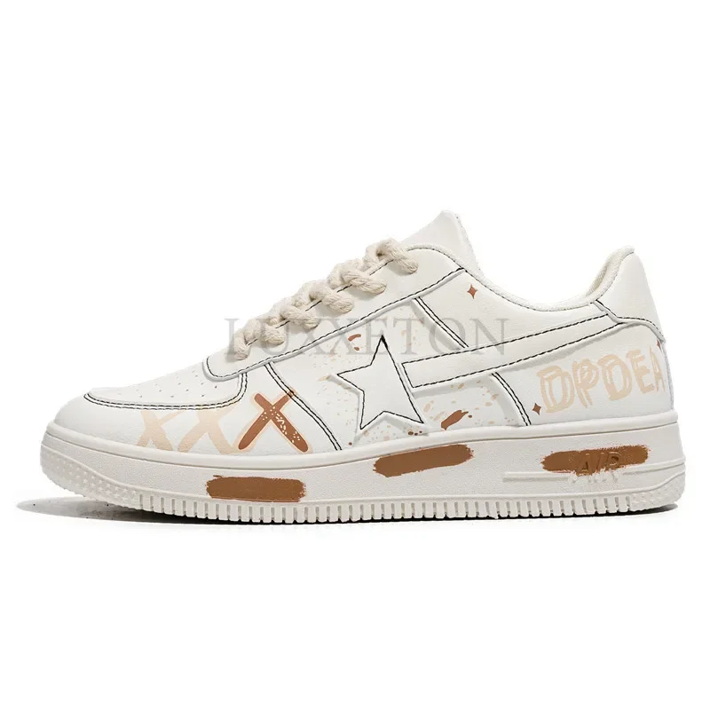 

Мужские кроссовки со звездами, белые кожаные кроссовки для скейтборда, Повседневная Уличная спортивная обувь, новинка 2023