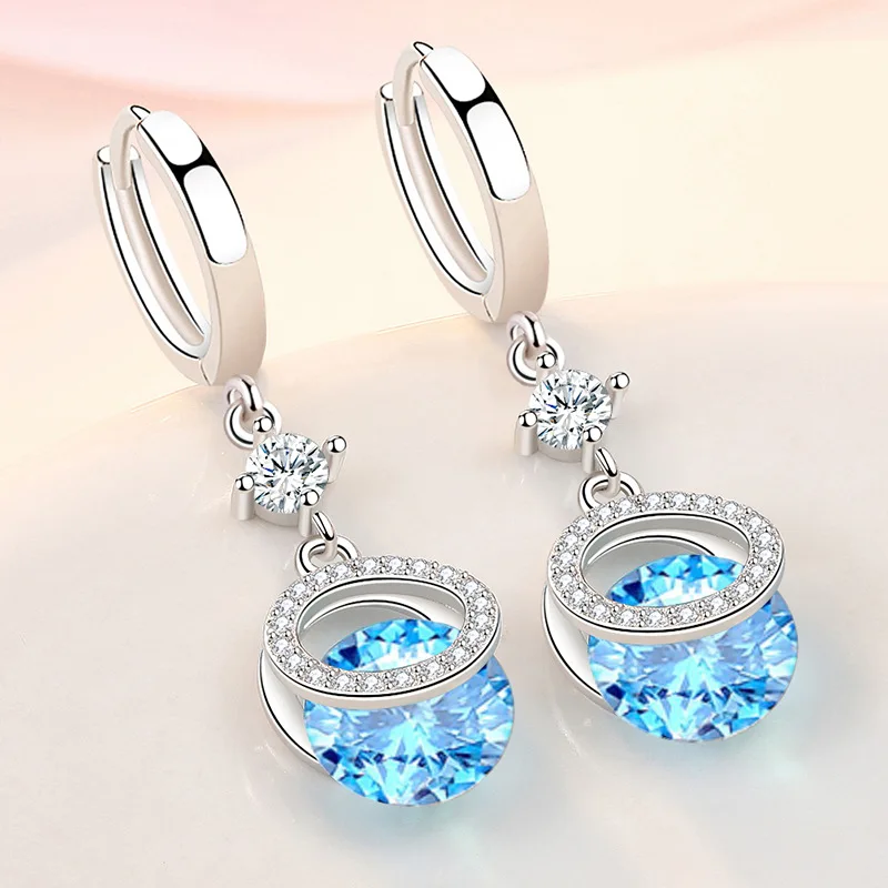 

earrings zircon silver 925 for women, jewelry luxury earrings aretes, christmas gift, fashion diamond earring diamon