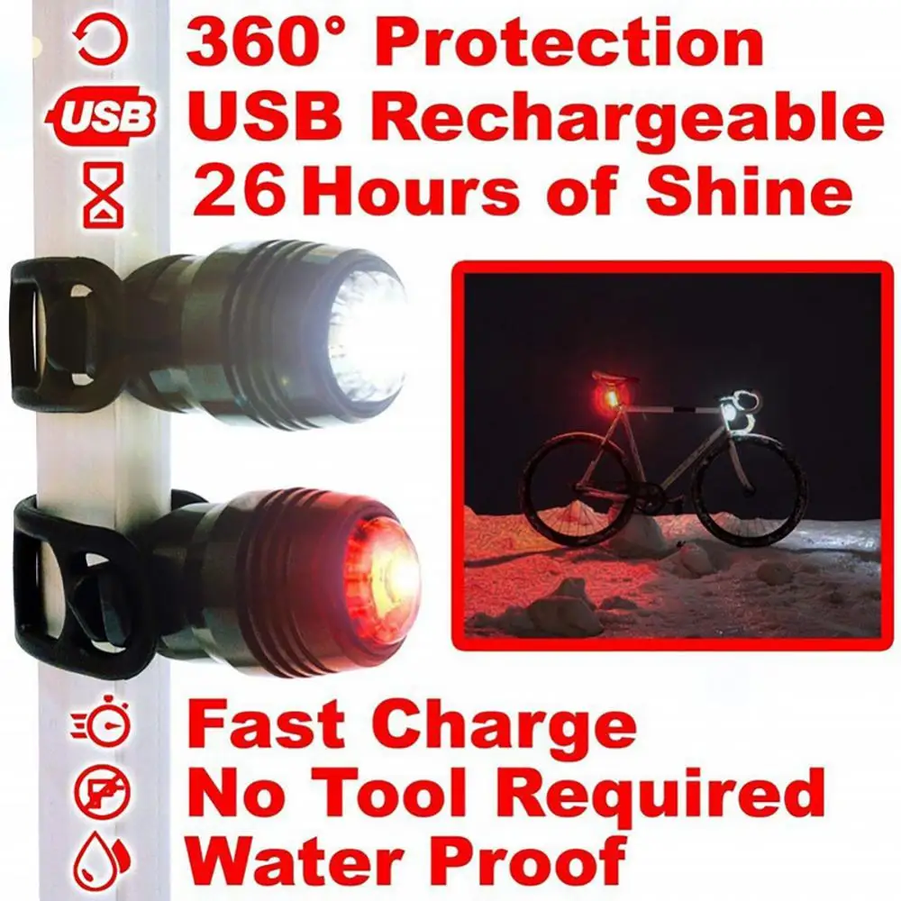 

Bicycle Lights Aluminum Alloy Shell Usb Rechargeable 3 Gear Lighting Modes Waterproof Protable Warning Light Bicycle Taillights