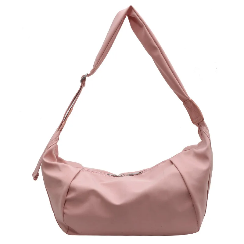 New Women's Bag Large Capacity Casual Nylon Crossbody Bag Dumpling Bag High Grade Solid Color Shoulder Bag Purity