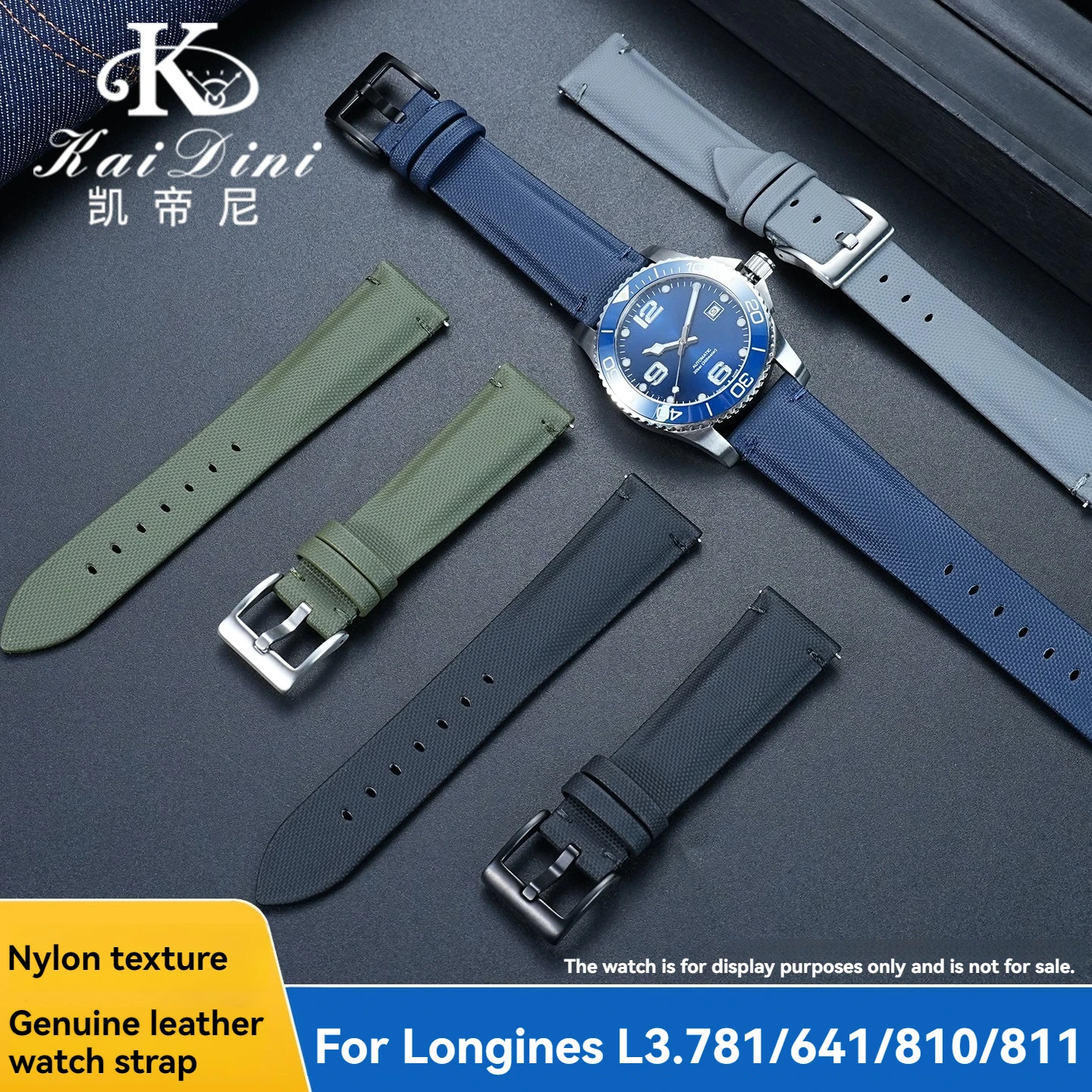 Фото Ремешок для часов Longines Conquest Zulu L3.781.4/L3.641/L3.810/L3.811, ремешок из воловьей кожи, 19, 20, 21, 22 мм, ремешок на запястье №1