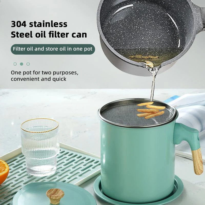 

Obelix 1.4L/1.7L Stainless Steel Lard Tank Oil Filter Pot Bacon Grease Oil Strainer Storage Can Kitchen Cooking Oil Separators
