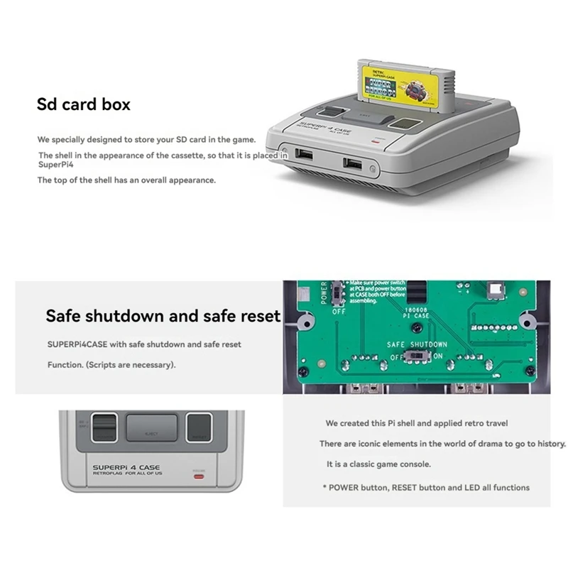 Чехол для Retroflag Superpi 4 игровой чехол J Raspberry Pi с безопасным выключением