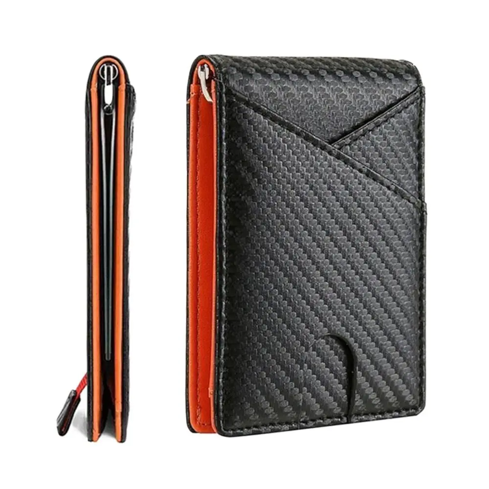 

Мужской Сверхтонкий Кошелек двойного сложения из углеродного волокна, женская сумка для денег, кожаный кошелек