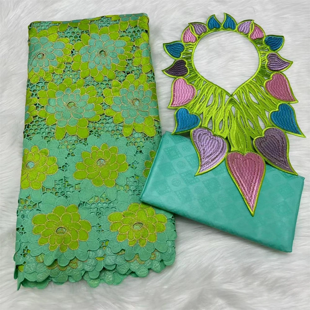 2 5 ярдов африканская кружевная ткань и простой базин шея комплект из 3 предметов