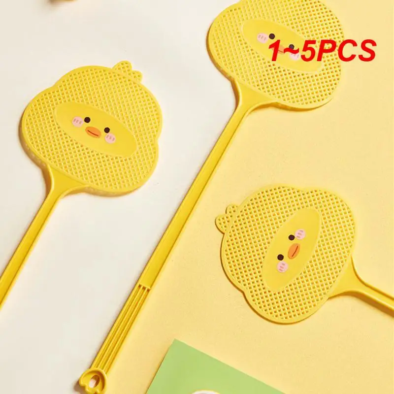 

1 ~ 5 шт. мухобойка милый мультяшный Стайлинг бытовой мухобойка Удлиненная ручка утолщенный вредитель Москитная Маленькая желтая утка