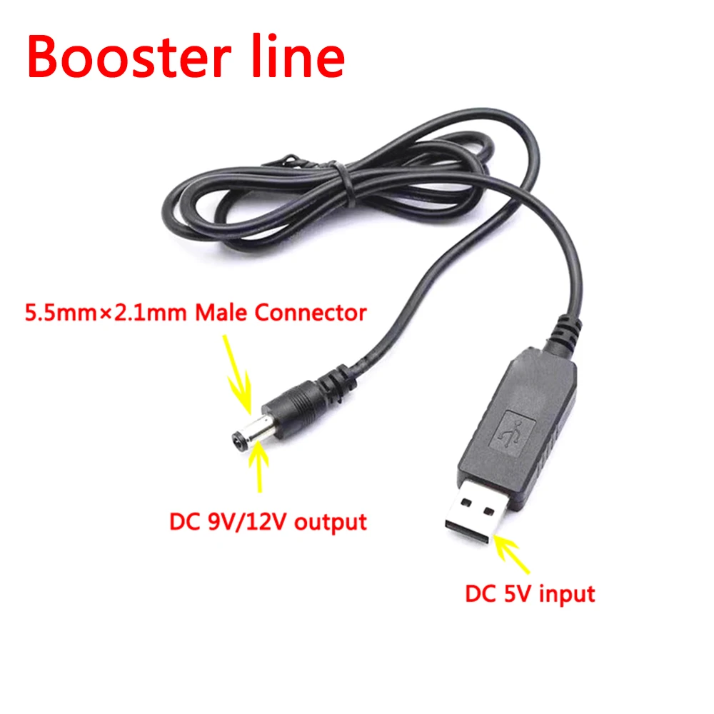 

USB Power Boost Line DC 5V To DC 9V / 12V Step UP Module USB Converter Adapter Cable 5.5x2.1mm Plug