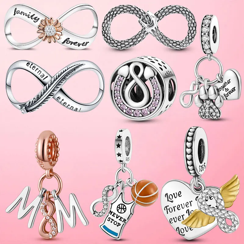 

Charms Beads 925 Silver Daisy Flower Family Love Infinity Infinite Love Heart Charm Beads fit Pandora Bracelet DIY Jewelry