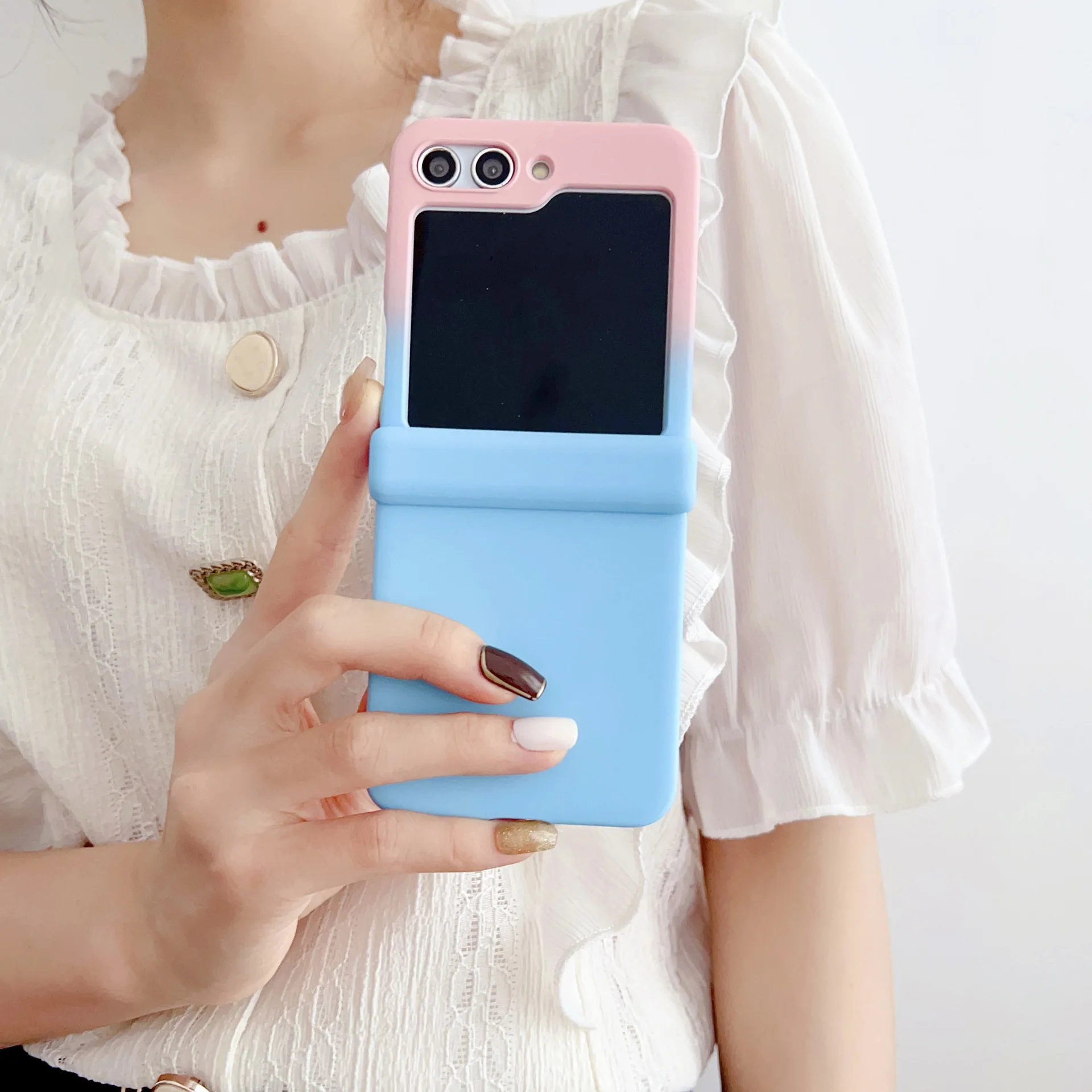 

Простой градиентный цветной складной чехол для телефона Samsung Galaxy Z Flip5 4 3 Матовый противоударный жесткий защитный чехол из поликарбоната