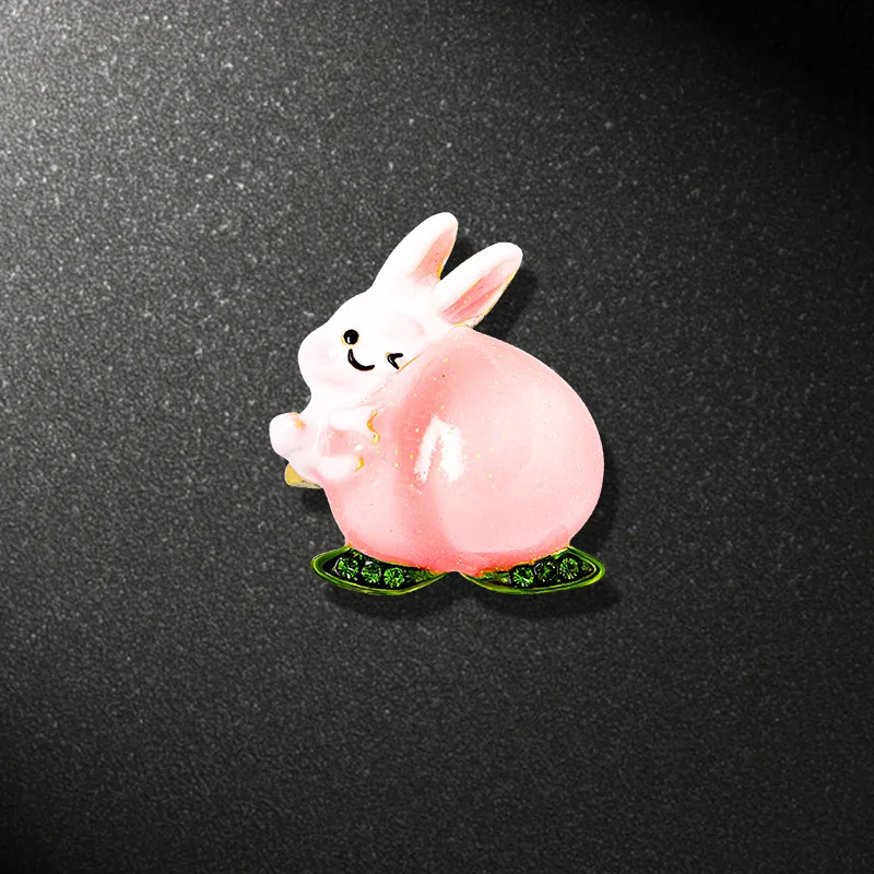 

Charming Cute Cartoon Brooch for Women Enamel Pin Flat Peach Little Rabbit Animal New Year Accessories Fixed Pins for Backpacks