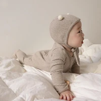 baby boy jumpsuit for newborns striped girl casual footies with hat autumn new cotton long sleeve kids clothes girls bodysuits