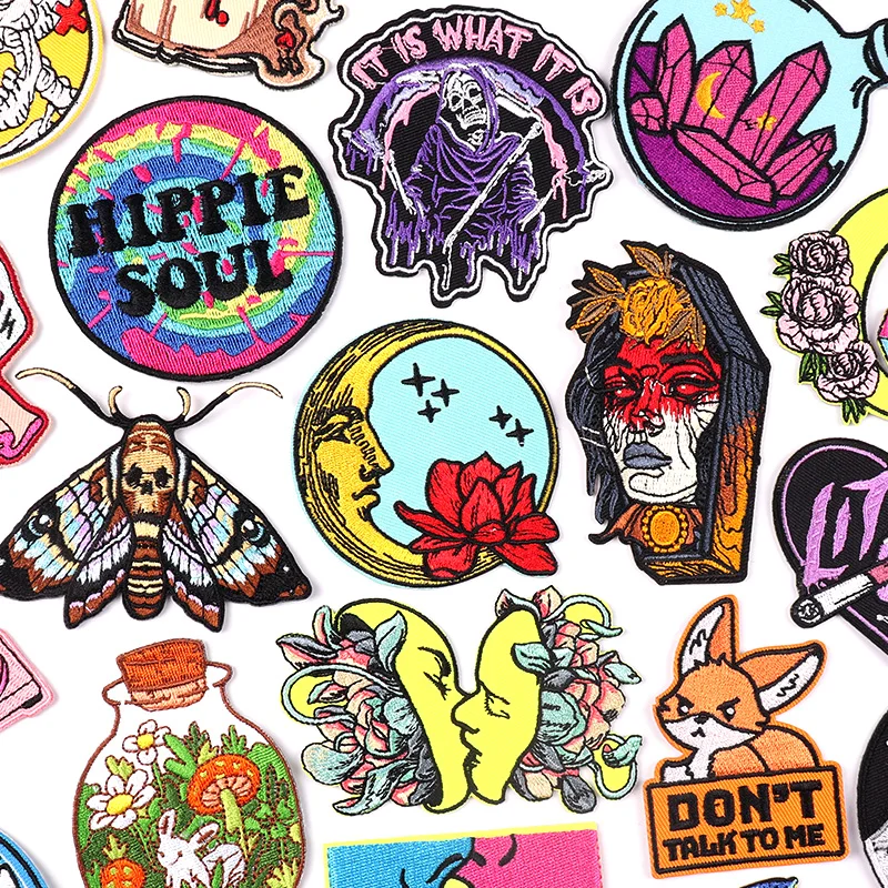 

Cartoon/Embroidery Patch Iron On Patches DIY Punk Skull Patch Animal Patches For Clothing thermoadhesive patches Sew Applique