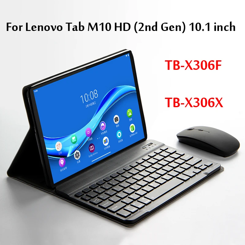 

Tablet Case for Lenovo Tab M10 HD (2nd Gen) 10.1'' TB-X306F TB-X306X Wireless Magnetically Detachable Bluetooth Keyboard Cover