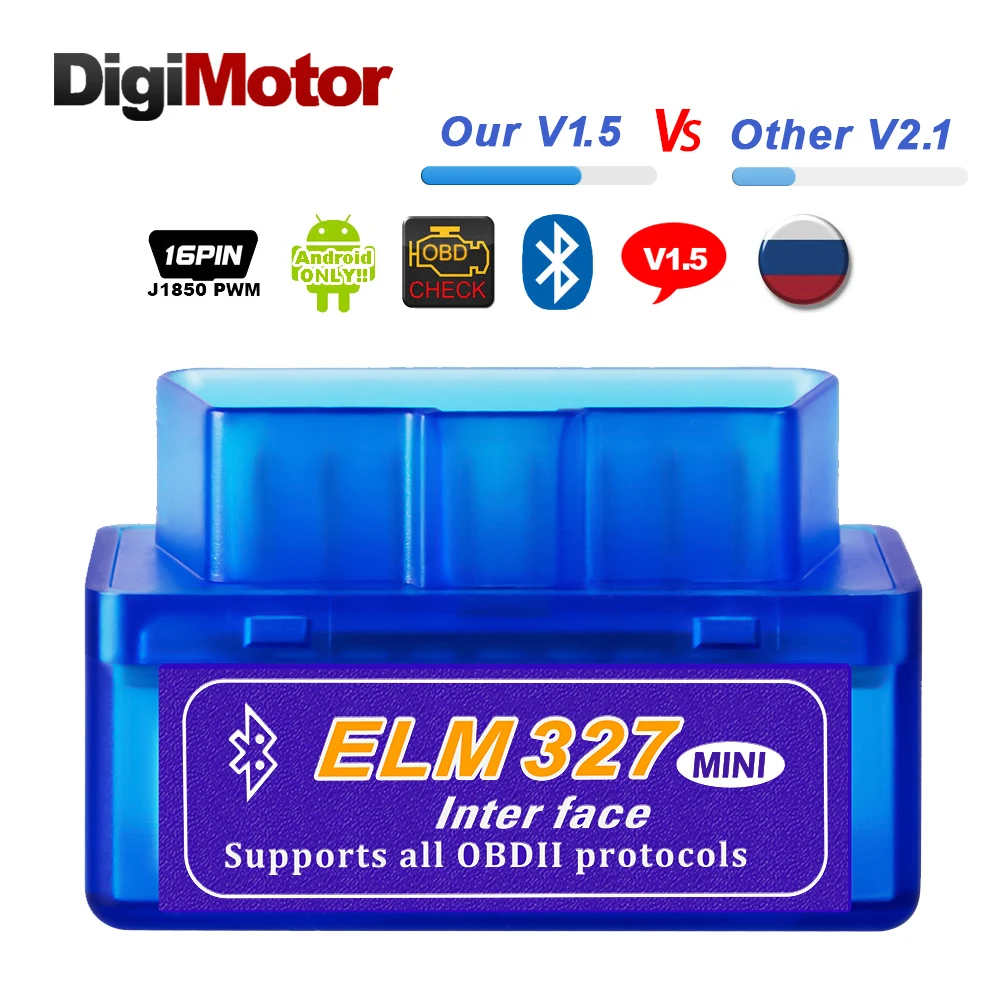 Bluetooth ELM327 2022 новейший Versio V1.5 Автомобильный сканер OBD считыватель кодов инструмент