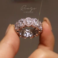 luxury geometric oal square aaa cubic zirconia ring exquisite exaggerated wedding banquet jewelry for women