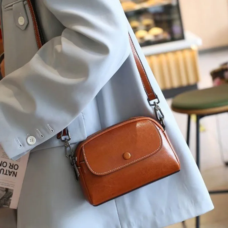 RanHuang новинка 2025 женские маленькие сумки на плечо из спилка винтажные